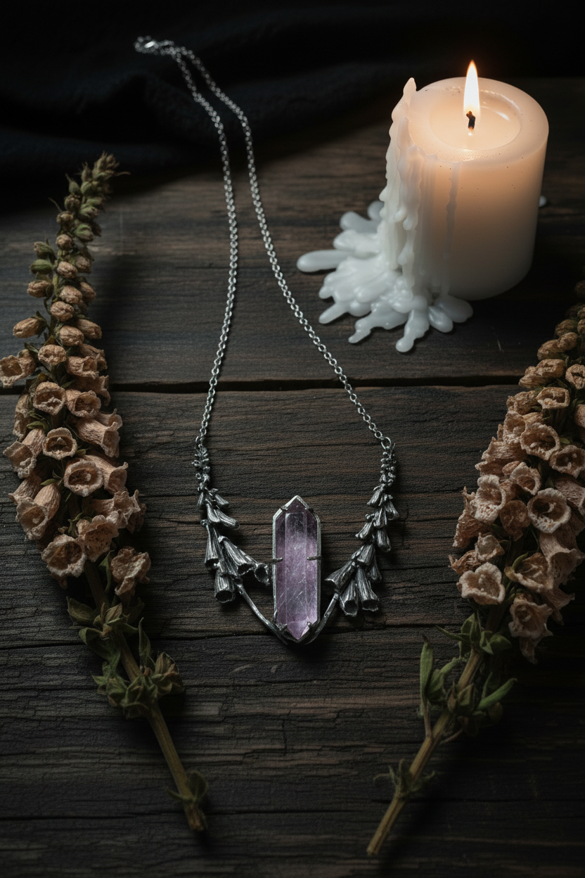 Collar con amatista - versión vertical