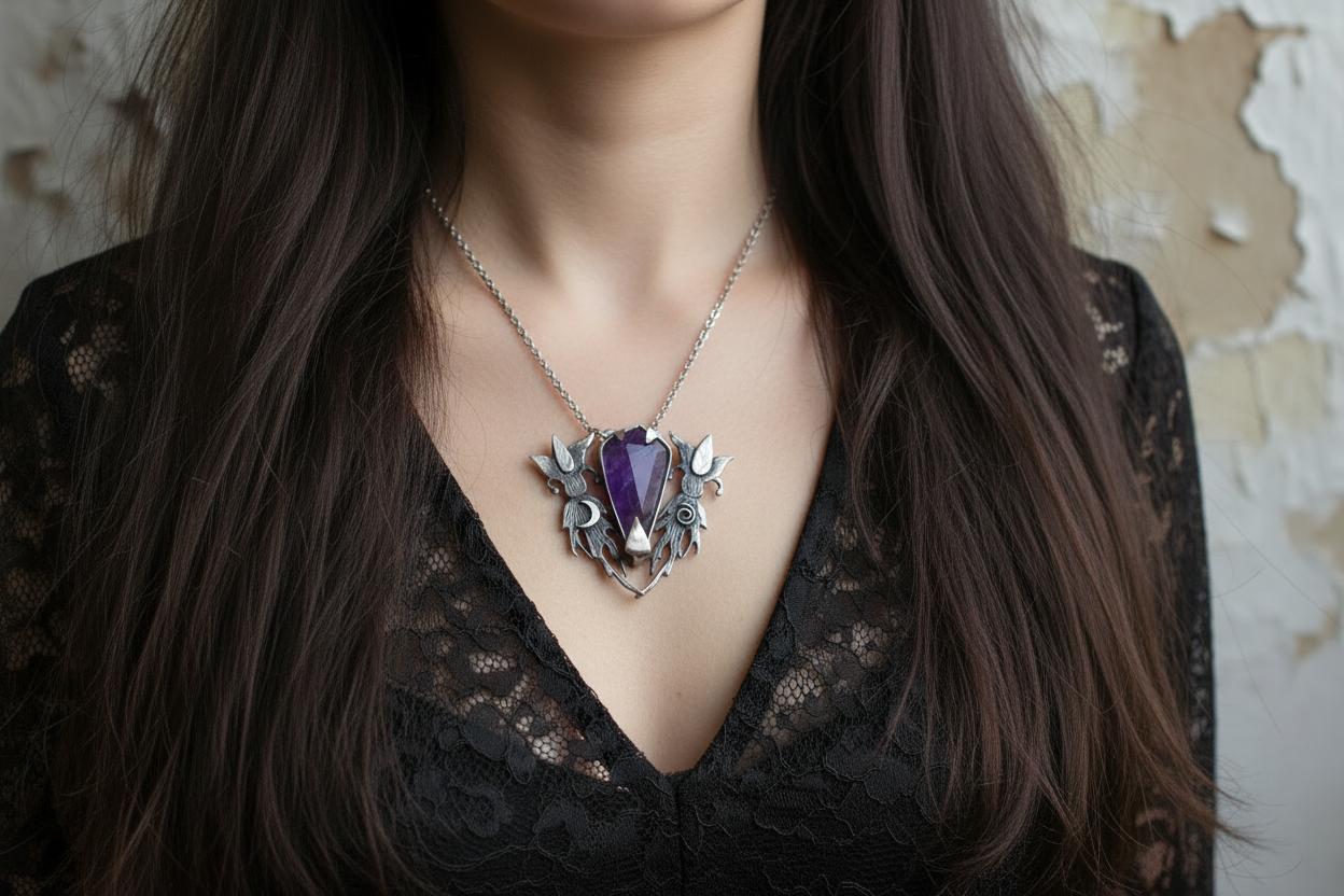 Collar puesto en mujer con melena