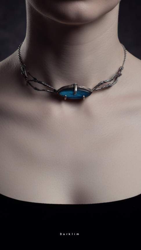 Naked Soul – 925 Silver Choker with Blue Labradorite